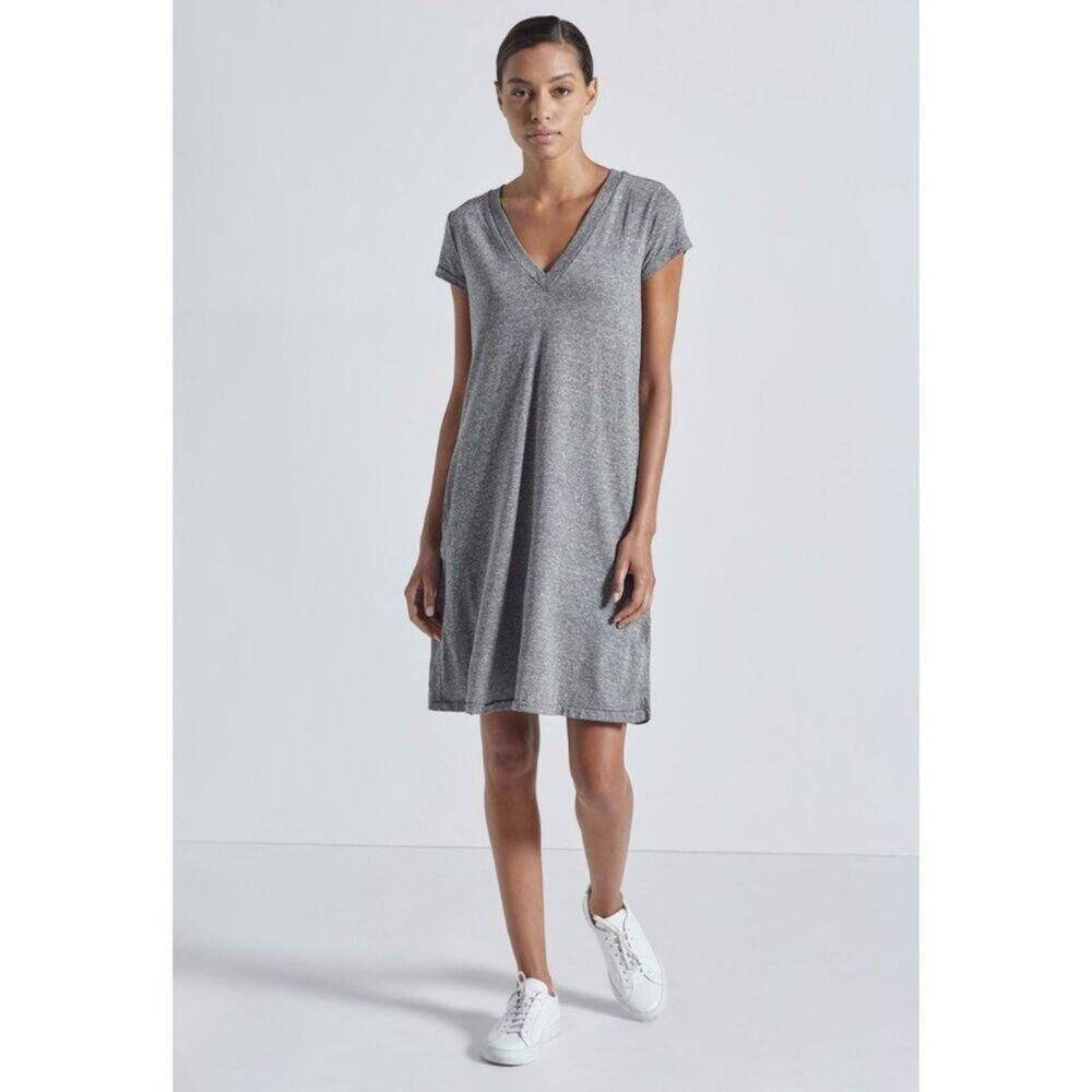 Current/Elliott Gray V Neck T Shirt Dress Short Sleeve Casual Dress Size M